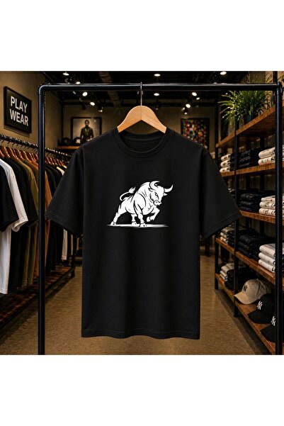 playwear تي شيرت بطبعة Shadow Angry Bull مصنوع من القطن بنسبة 100%، مقاس كبير...
