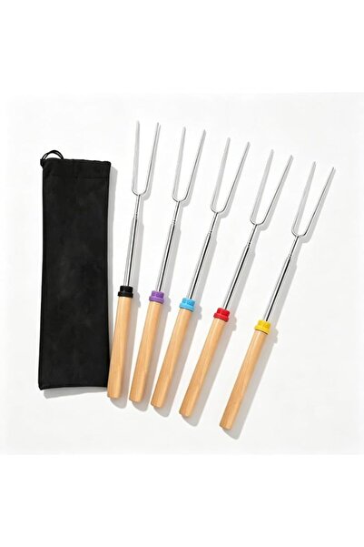 Generic Retractable BBQ Forks Set, 5 Pack, Stainless Steel Telescopic Barbecu...