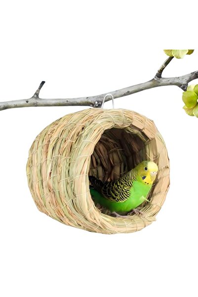 Generic Hand-Woven Natural Grass Bird Nest – Breathable Hanging Hut & Breedin...