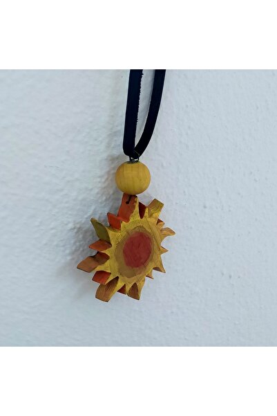 Tahtadenizi Ceviz Masif Spiralli Güneş Ahşap Kolye El Yapımı