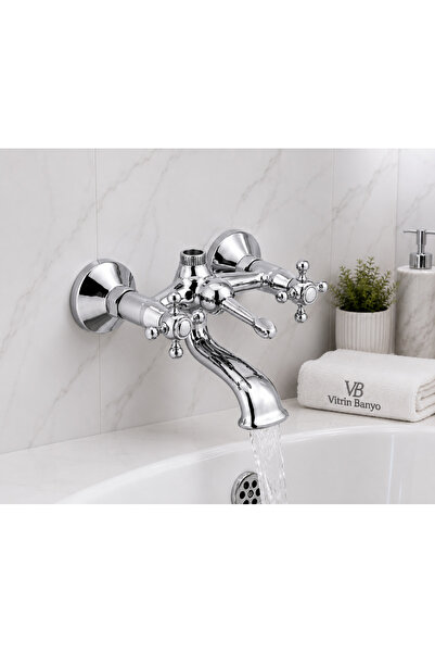 vb vitrinbanyo Koç Krom Banyo Bataryası Klasik Osmanlı Model Çapraz Kollu Duv...