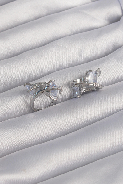 online kapsulavm avm alışveriş Brass Silver Color Chunky Zircon Stone Curved ...