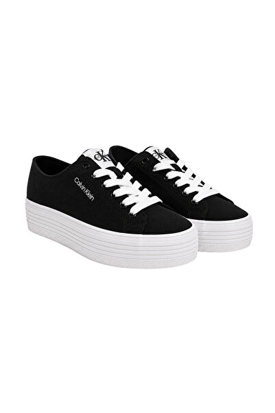 Calvin Klein Women's Vulc Black Flatform Canvas Shivary 16t Sneaker Sports Shoes