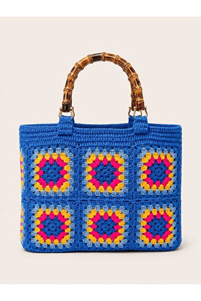 BY AKTEPE STORE El Örgüsü Granny Desenli Kadın El Çantası