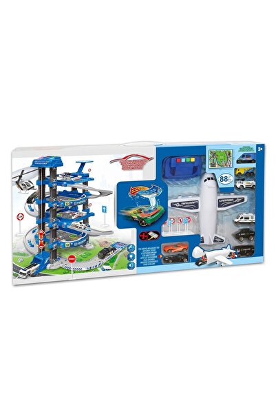 OEM Set Garaj de Poliție cu 88 de piese, 3 Nivele și Avion cu Lumini/Sunete -...
