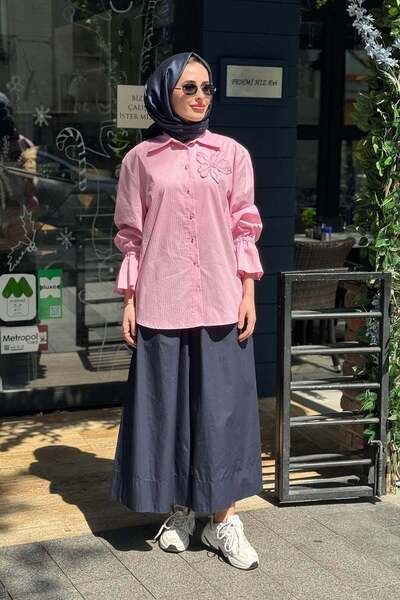 EkshiButik CLANDE Gömlek 2601-3038 Pembe