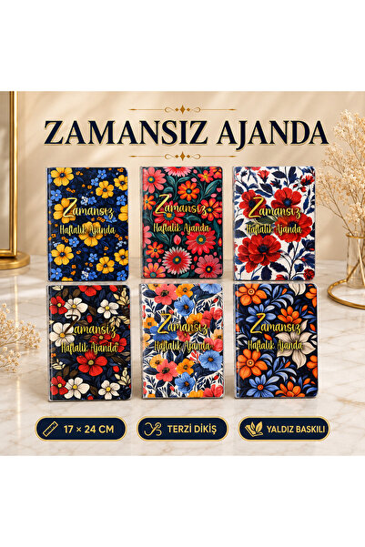 Srctech Timeless Weekly Planner 17X24 cm – Tailor Stitched, Gilded Floral Pat...