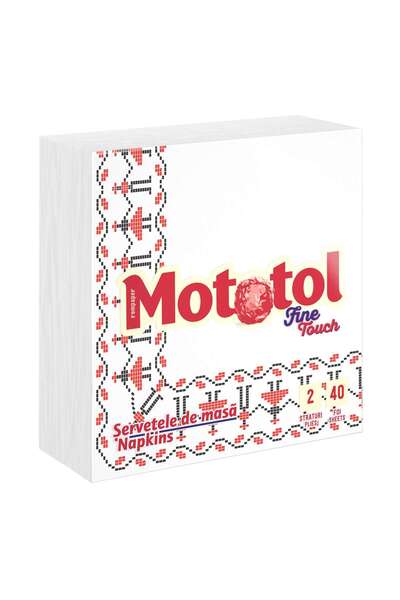 OEM Салфетки за маса Mototol Fine Touch, бели, с принт, двупластови, 33 x 33 ...