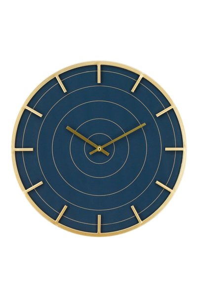 OEM Wall clock GHC100393, analog, round, metal + MDF + glass, blue + gilded, ...