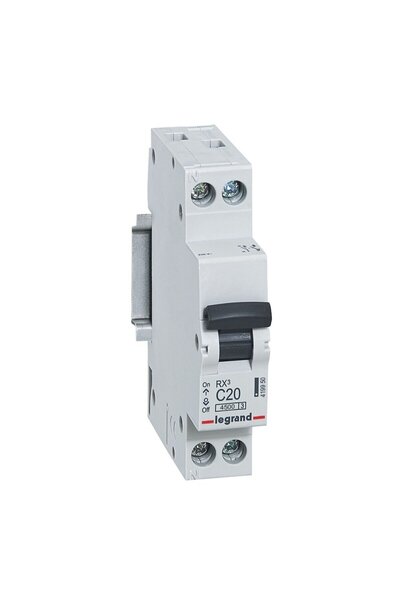 OEM Legrand RX3 419950 modular circuit breaker, 4.5 kA, 1P+N, 20 A, curve C