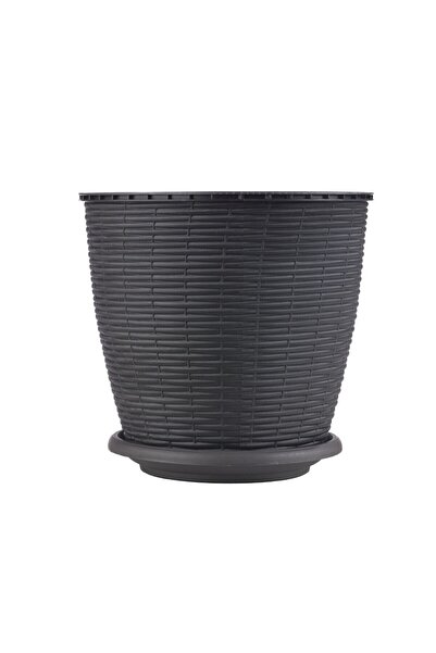OEM Ghiveci din plastic, Critex, cu farfurie, maro, D 22.5 cm
