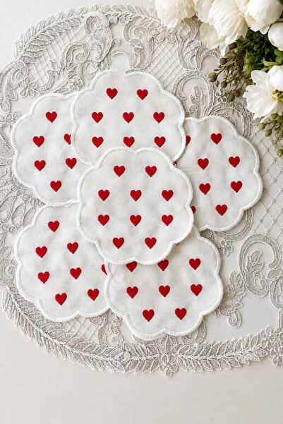 Priszizu Heart Presentation Napkin Linen Presentation Napkin Embroidered Coff...