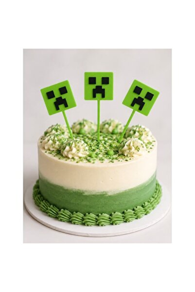 OEM 3 x Topper de tort Mini Minecraft La mulți ani Minecraft, Verde, Decorați...