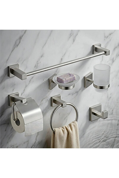 helemend Complete Bathroom Accessory Set 6 Pieces Stainless Steel Matte Chrom...