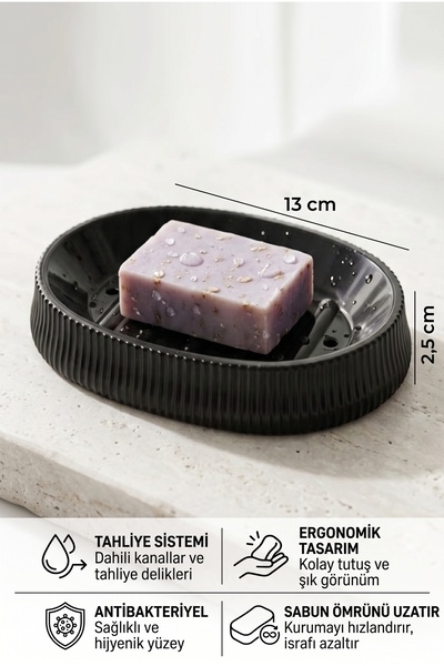 İndecor Houseware Katı Sabunluk Su Giderli Katı Kalıp Sabunluk | Su Tahliye Giderli Katı Sabunluk