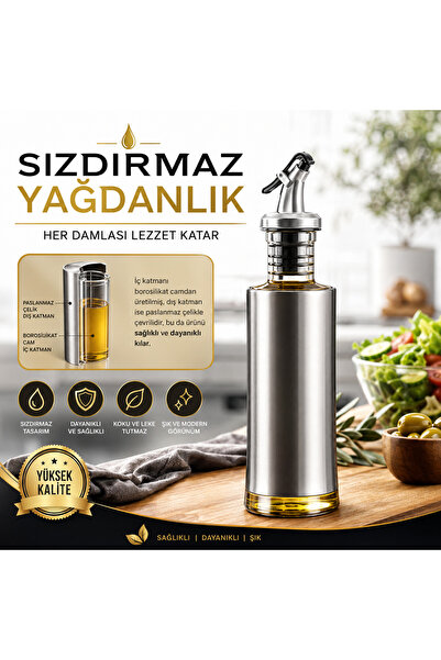 Genel Markalar Sızdırmaz Yağdanlık – Borosilikat Cam İç Hazne & Paslanmaz Çel...