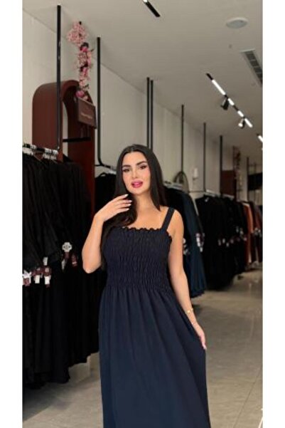 dar laha abaya Linen fabric dress - dark blue