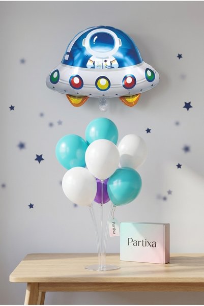 Partixa Ufo Spaceship Balloon Stand Set |   Transparent 7-Piece Stand + Ufo F...