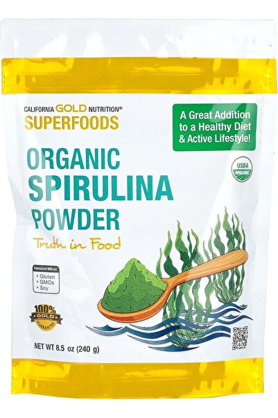 California Gold Nutrition طعام، سوبر فود، مسحوق سبيرولينا عضوي، غني بالعناصر ...