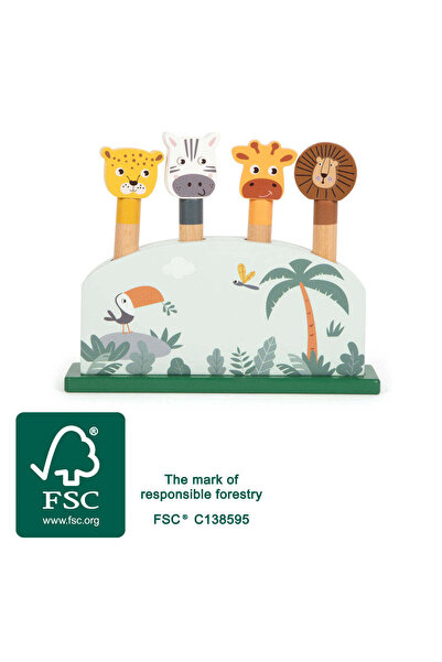 Small Foot Animale Săritoare "Safari" – Joc de potrivire din lemn certificat ...