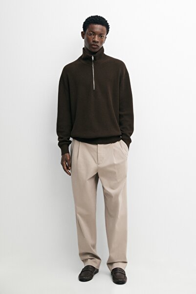 Massimo Dutti %100 pamuklu dik yaka triko kazak