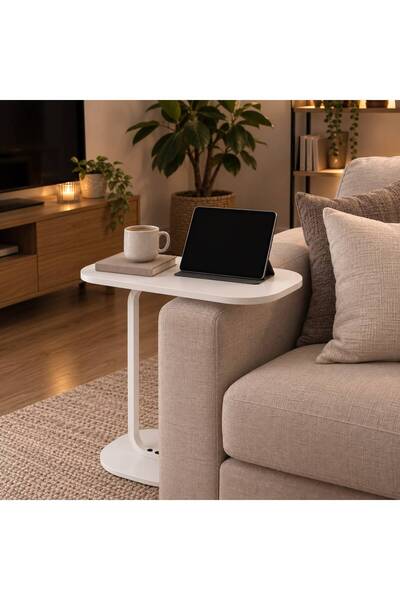 luccuni C Tipi Yan Sehpa – Koltuk & Yatak Kenarı Çok Amaçlı Laptop Sehpası 45...