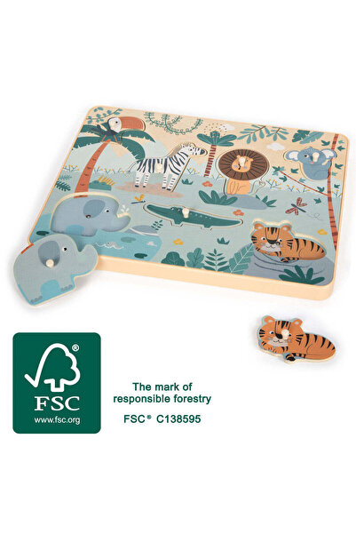 Small Foot Puzzle cu sunete de animale "Safari" – Puzzle interactiv din lemn,...
