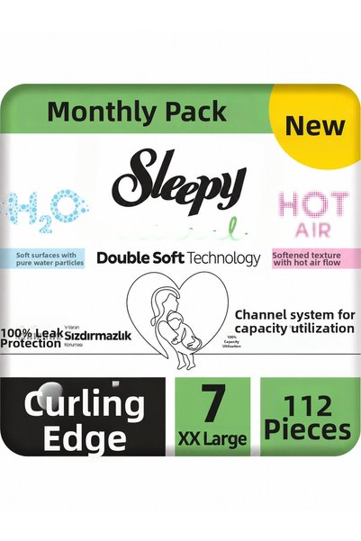 Sleepy Natural Double Soft Monthly Package Baby Diapers Size 7 Xxlarge 112 Pieces