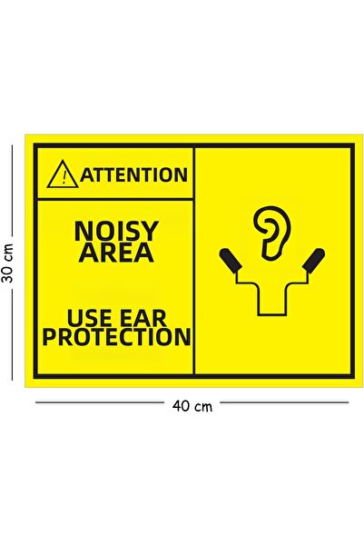 Mayeka Metal Attention Noisy Area Use Headphones 2 30X40 cm A3 Warning Work S...