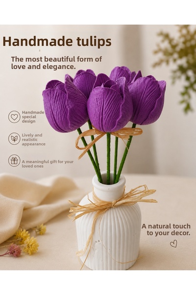 Eski Mahzen Design Artificial Tulip Bouquet with Vase