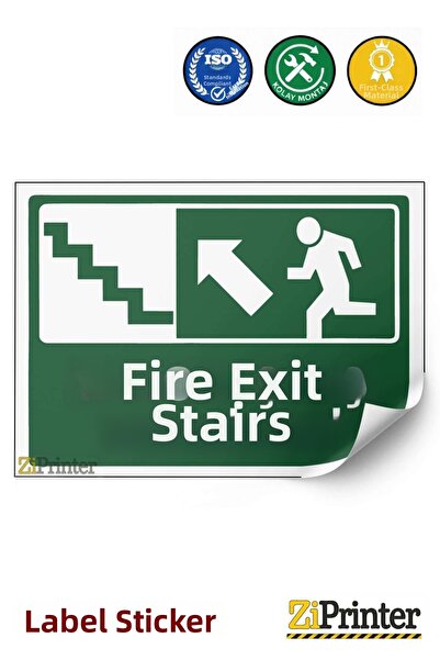 ZiPrinter Fire Exit Staircase Isg Warning Sign Sticker 35X50 cm