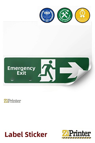 ZiPrinter Emergency Exit Isg Warning Sign Sticker 35X50 cm