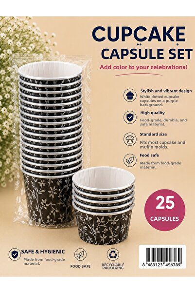 Partifabrik Cupcake Capsule Thick Non-Bending Mold-Free Use 25 Pieces
