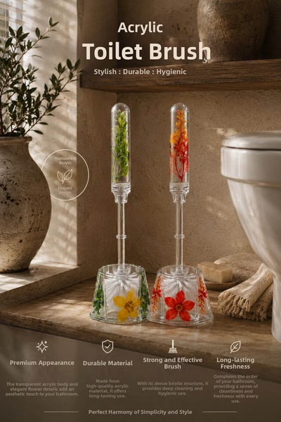 Anadolu Saray Perie de toaletă cu model floral din acril, perie decorativă tr...