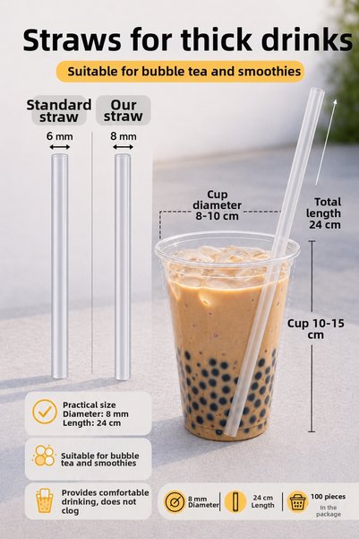 ardin Colorful Thick Frozen Straw 8mm 24cm