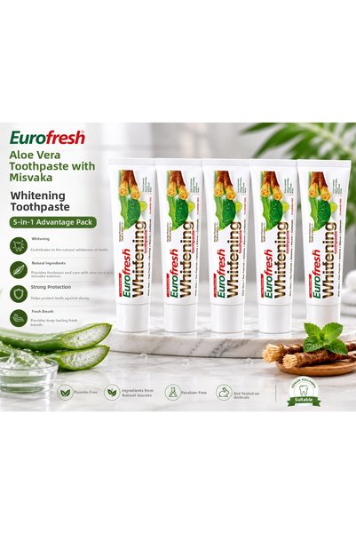 Farmasi 5-Pack Eurofresh Aloe Vera Whitening Toothpaste with Miswak