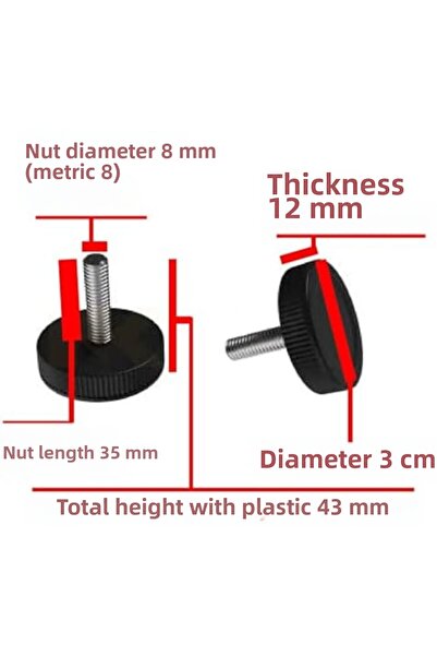 Yıldızan TAMGÜN Picior de mobilier cu cap din plastic, pentru unități de mobi...