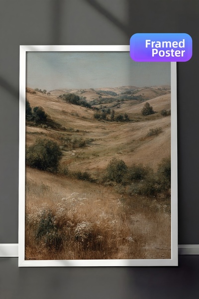 Zestia Pictură murală vintage, cu aspect de vale în tonuri aurii, înrămată în...