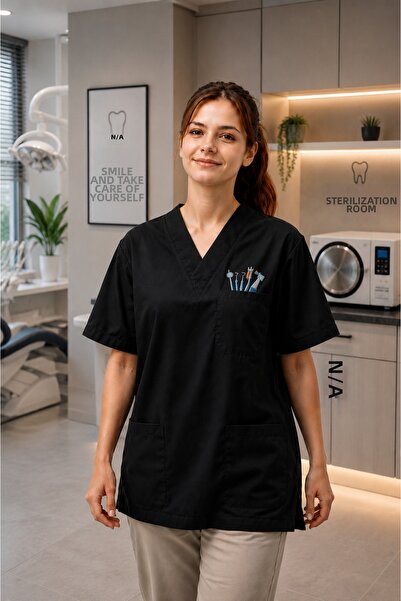 mirach Bluză pentru stomatologițe - Uniformă medicală cu broderie dentară, su...