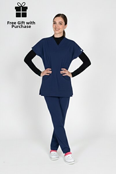 HEMİ Σετ Νοσοκομειακής Στολής Tesettür Patriot Blue με Lycra