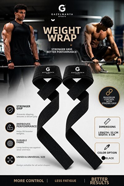 GAZELMANYA Padded Lifting Straps Black Weight Lifting Strap 2-Pack Lifting St...