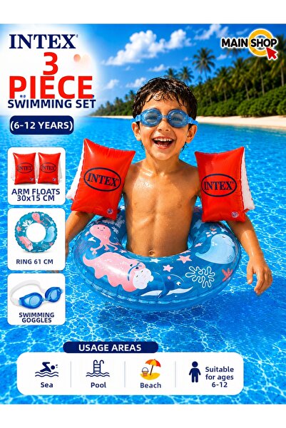 MAİN SHOP Intex 3-Piece Children's Sea Pool Swimming Set - Transparent Printe...