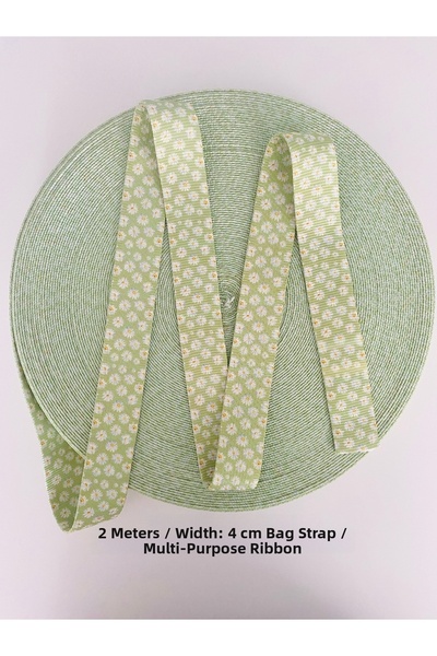 seyranat 2 Meters Width 4 cm Pastel Green Floral Patterned Bag Strap, Column,...