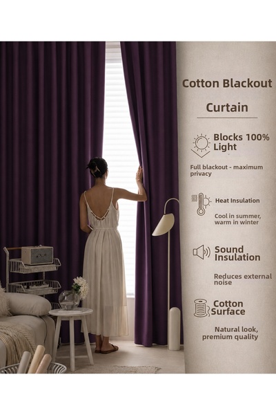 Taç Linen Textured Light Blocking Blackout Blackout Curtain 1/3 Dense Pleat D...