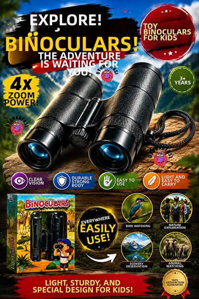 OYUNKAFASI Children's Binoculars 4X Zoom Toy Binoculars |   Explorer Binocula...