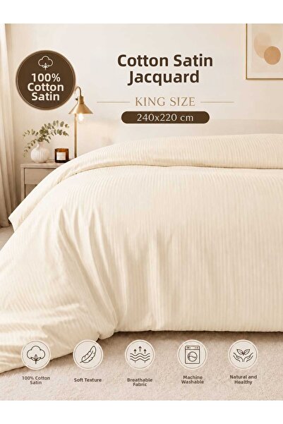 English Home 100% Cotton Satin King Size Duvet Cover 240 X 220 Soft Textured