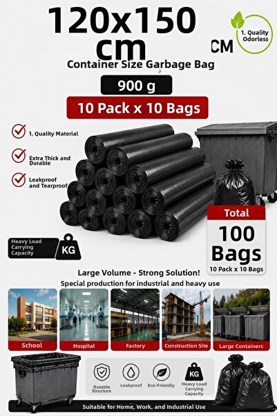 New City أكياس قمامة مقاس 120×150 سم، سعة 240 لتر، 100 قطعة، أكياس قمامة صناع...