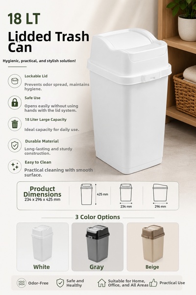 Virela Home 18 Lt Swinging Lid Trash Can with Lockable Lid Mini Trash Bin for...