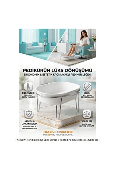 Twin Store Professional Pedicure Basin with Chrome Legs - Home Spa Comfort Fo...