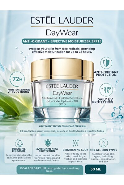 Estee Lauder Daywear Spf15 Moisturizing Face Cream 50 ml - 72 Hours Intensive...